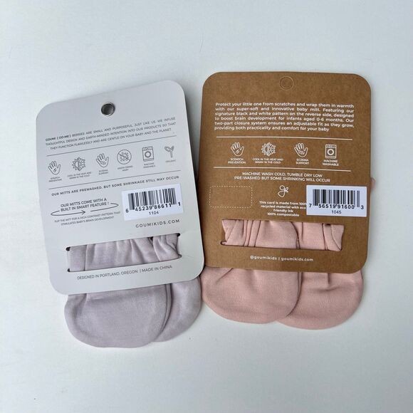 NWT Goumi Kids Baby Mitts Set Calm Lilac Rose SZ 3-6 mo Bamboo Organic Pink - Picture 2 of 2